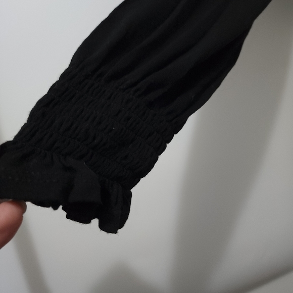 Aus S Glassons Black Wrap Front Long Sleeve Stretch Crop Top - Picture 8 of 16